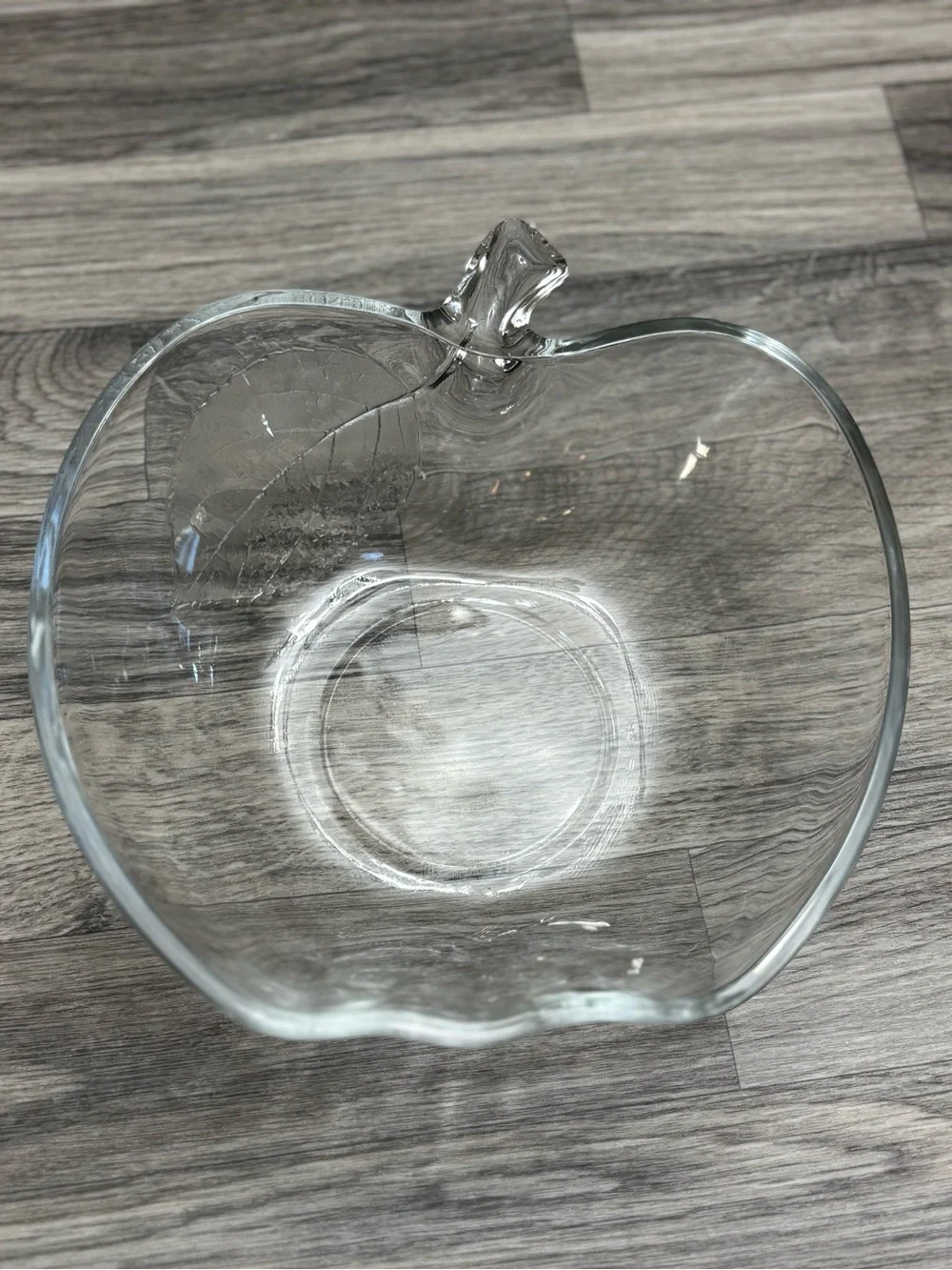 Vintage KIG Clear Glass Apple Shaped Serving Bowl Mid Century 9”